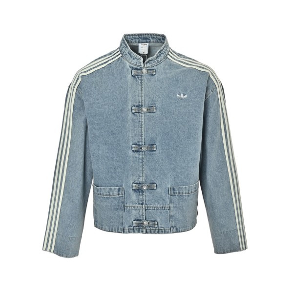 Adidas Originals Denim Jackets Women's Light Blue/Red/White/Dark Brown/Navy Blue Moderate Straight Fit