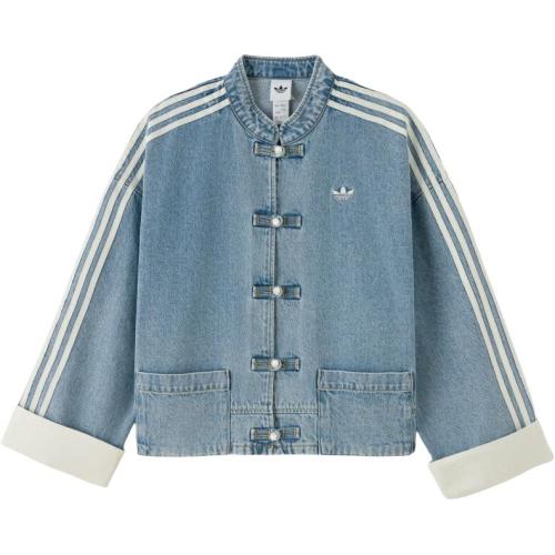 Adidas Originals Denim Jackets Women's Light Blue/Red/White/Dark Brown/Navy Blue Moderate Straight Fit