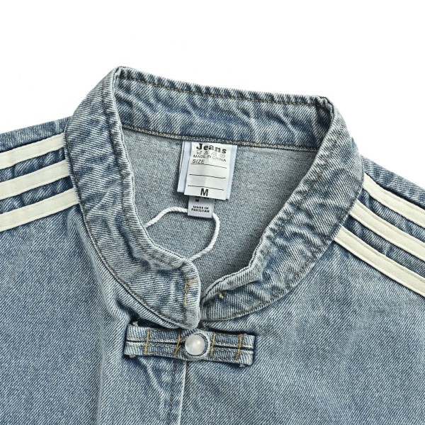 Adidas Originals Denim Jackets Women's Light Blue/Red/White/Dark Brown/Navy Blue Moderate Straight Fit