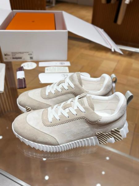 HERMES Bouncing Low top Casual Shoes Beige