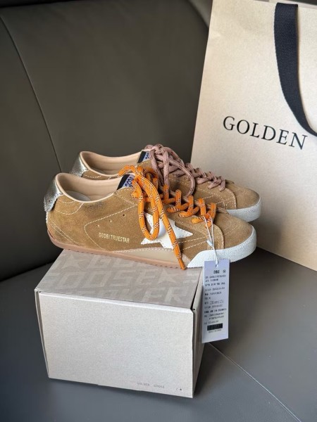 Golden Goose True Star Cow Leather Low top Casual Shoes Men's Tobacco