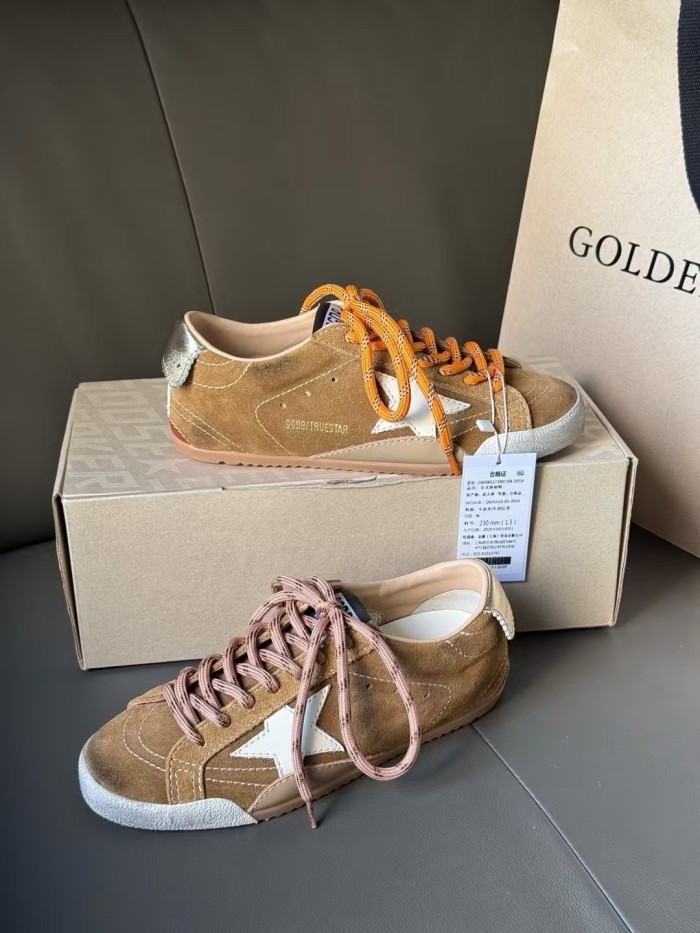 Golden Goose True Star Cow Leather Low top Casual Shoes Men's Tobacco
