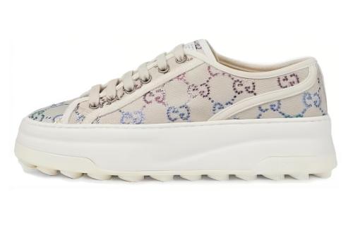 GUCCI Canvas Low top Skateboard Shoes Women's Light Umber