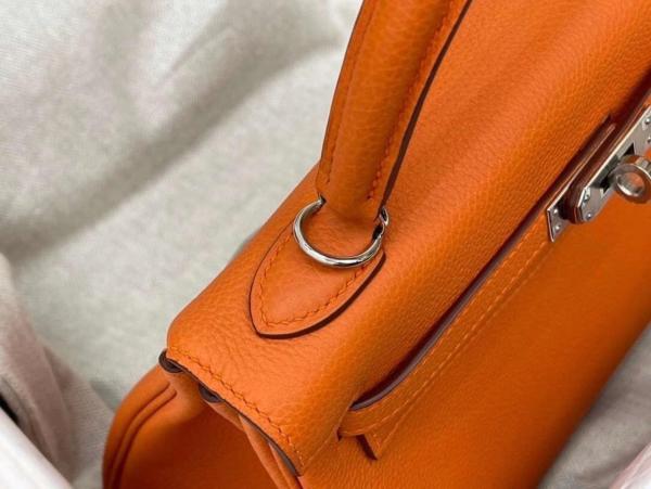HERMES Kelly Togo Calfskin Kelly Bag, One Shoulder Handbag 25 Women's 18 Orange Hermes Orange L25cm W7cm H17cm 