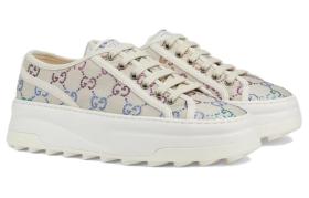 GUCCI Canvas Low top Skateboard Shoes Women's Light Umber