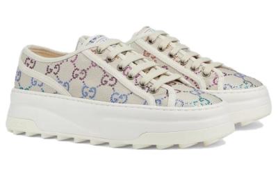 GUCCI Canvas Low top Skateboard Shoes Women's Light Umber