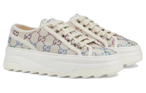 GUCCI Canvas Low top Skateboard Shoes Women's Light Umber
