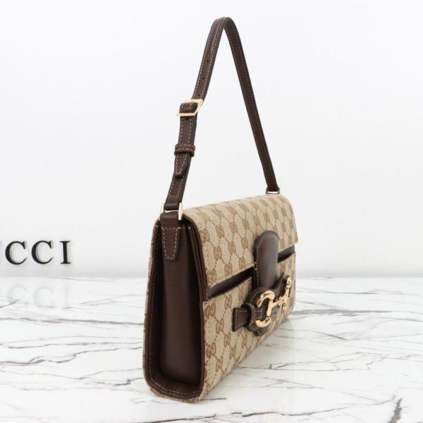 GUCCI Horsebit Canvas Shoulder Bags Medium Women's Brown A0020Y-FAFY1-9651 L26cm W4.5cm H14.5cm