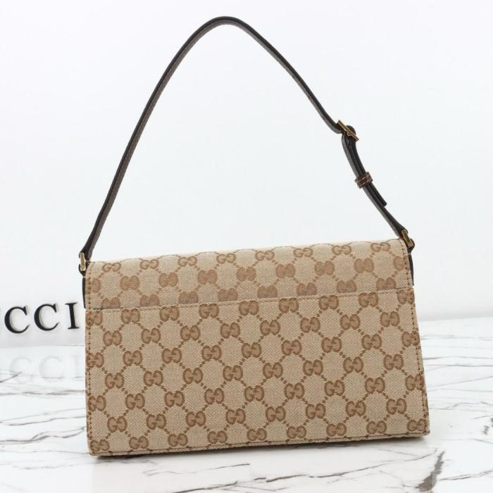 GUCCI Horsebit Canvas Shoulder Bags Medium Women's Brown A0020Y-FAFY1-9651 L26cm W4.5cm H14.5cm