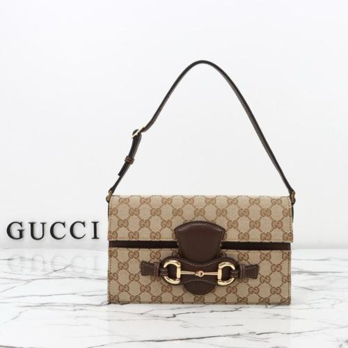 GUCCI Horsebit Canvas Shoulder Bags Medium Women's Brown A0020Y-FAFY1-9651 L26cm W4.5cm H14.5cm
