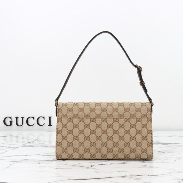 GUCCI Horsebit Canvas Shoulder Bags Medium Women's Brown A0020Y-FAFY1-9651 L26cm W4.5cm H14.5cm