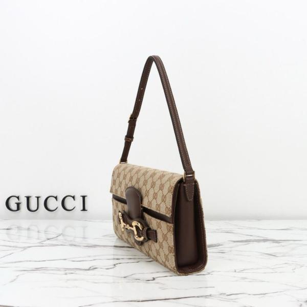GUCCI Horsebit Canvas Shoulder Bags Medium Women's Brown A0020Y-FAFY1-9651 L26cm W4.5cm H14.5cm