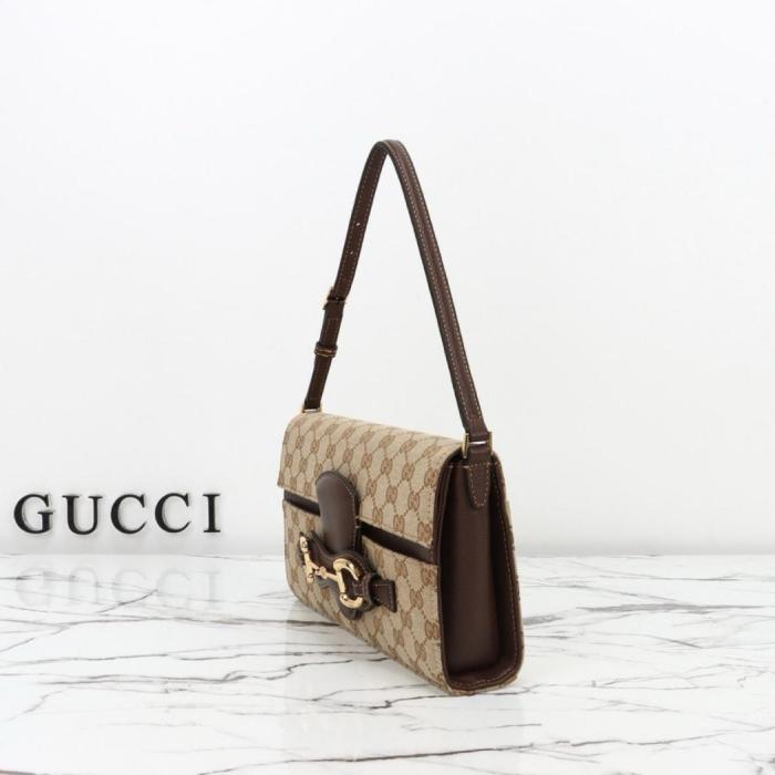 GUCCI Horsebit Canvas Shoulder Bags Medium Women's Brown A0020Y-FAFY1-9651 L26cm W4.5cm H14.5cm
