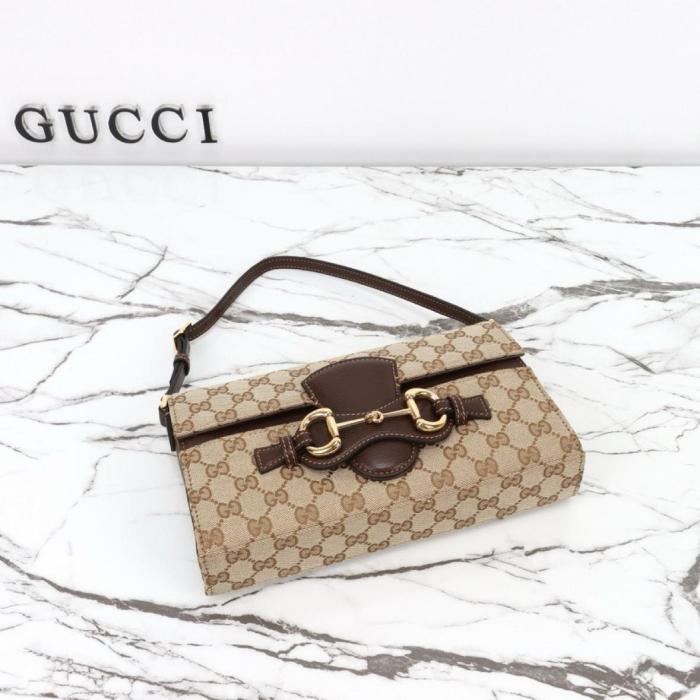 GUCCI Horsebit Canvas Shoulder Bags Medium Women's Brown A0020Y-FAFY1-9651 L26cm W4.5cm H14.5cm
