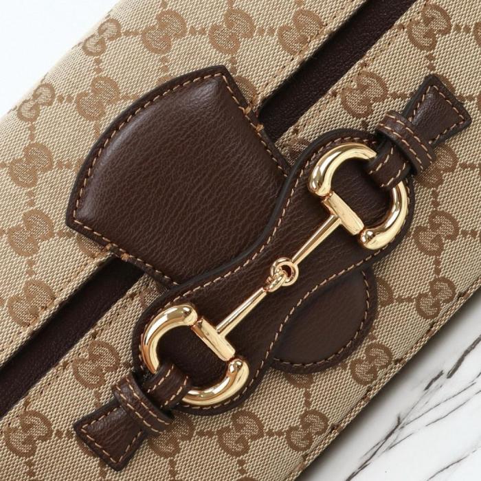 GUCCI Horsebit Canvas Shoulder Bags Medium Women's Brown A0020Y-FAFY1-9651 L26cm W4.5cm H14.5cm