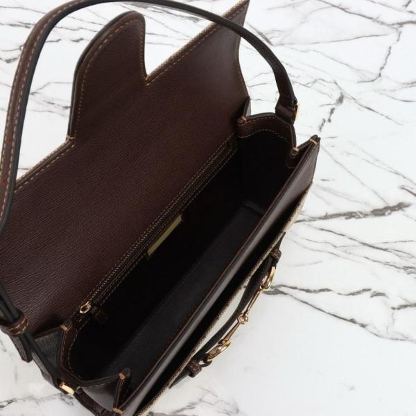 GUCCI Horsebit Canvas Shoulder Bags Medium Women's Brown A0020Y-FAFY1-9651 L26cm W4.5cm H14.5cm
