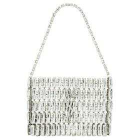 SAINT LAURENT Magnetic Closure Rhinestone Evening Bag Handbag Mini Women's Silver 788380-JBO7N-8926 L11.5*W2.5*H8.5 cm