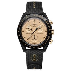 Swatch × OMEGA MoonSwatch Collection –  Mission to the Moon  (1969 Edition) – Quartz Movement – ​​11g Gold Construction – Men's Watch – Swiss Made – 42mm – Gold Dial – Innovative Bioceramic Case – Rubber Strap