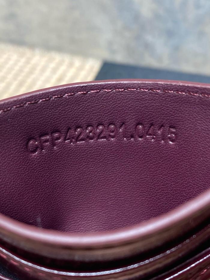 SAINT LAURENT Cassandre Calfskin Card Holder Regular Women's Dark Burgundy 423291-0UF07-6413 L10.5cm W0.5cm H7.5cm