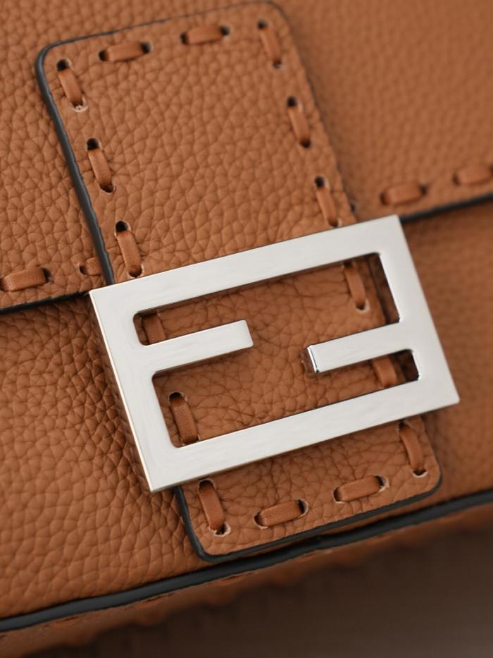 FENDI Baguette Cow Leather Shoulder Bag, Crossbody Bag, Handbag Medium Women's Coffee 8BR600-ARBB-F0EMR L27cm W6cm H15cm