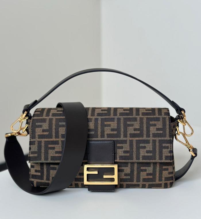 FENDI FFBaguette Detachable Strap Polyester Baguette Bag, One Shoulder Handbag Medium Women's Brown 8BR600-AFPM-F1GL7 L27cm W6cm H15cm