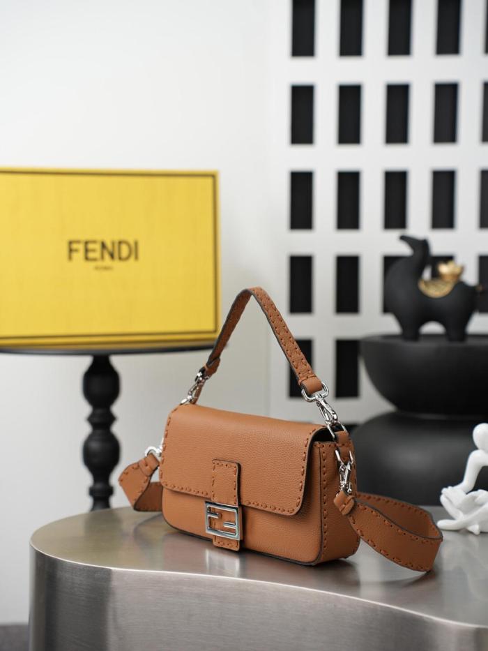 FENDI Baguette Cow Leather Shoulder Bag, Crossbody Bag, Handbag Medium Women's Coffee 8BR600-ARBB-F0EMR L27cm W6cm H15cm