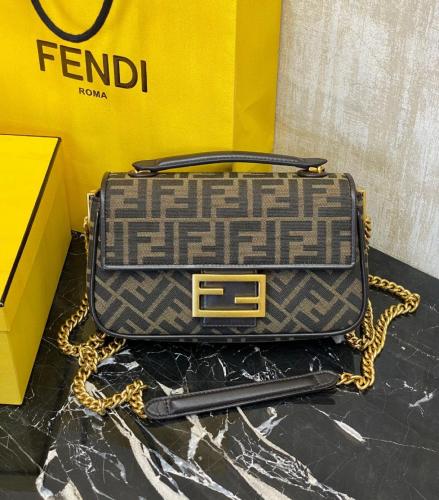 FENDI Baguette Calfskin Detail Baguette Bag, Portable Crossbody Bag, Shoulder Bag Medium Women's Brown 8BR793-AKBZ-F1EM3 L24cm W7cm H14.5cm