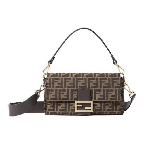 FENDI FFBaguette Detachable Strap Polyester Baguette Bag, One Shoulder Handbag Medium Women's Brown 8BR600-AFPM-F1GL7 L27cm W6cm H15cm