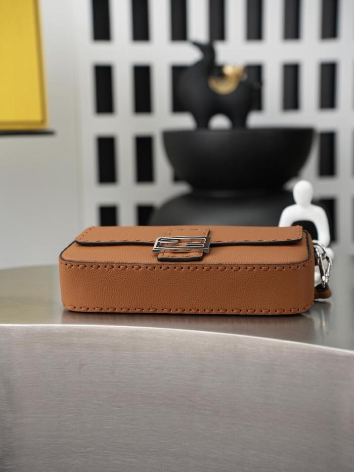 FENDI Baguette Cow Leather Shoulder Bag, Crossbody Bag, Handbag Medium Women's Coffee 8BR600-ARBB-F0EMR L27cm W6cm H15cm