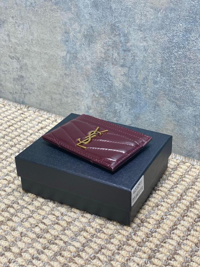 SAINT LAURENT Cassandre Calfskin Card Holder Regular Women's Dark Burgundy 423291-0UF07-6413 L10.5cm W0.5cm H7.5cm