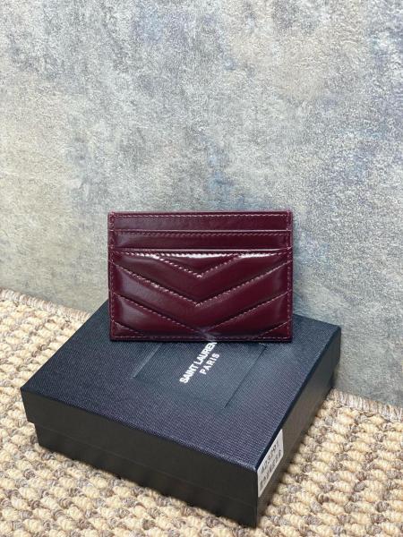 SAINT LAURENT Cassandre Calfskin Card Holder Regular Women's Dark Burgundy 423291-0UF07-6413 L10.5cm W0.5cm H7.5cm