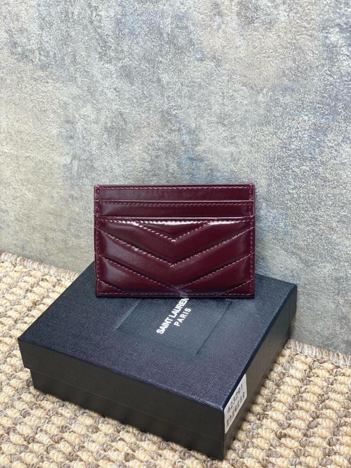 SAINT LAURENT Cassandre Calfskin Card Holder Regular Women's Dark Burgundy 423291-0UF07-6413 L10.5cm W0.5cm H7.5cm