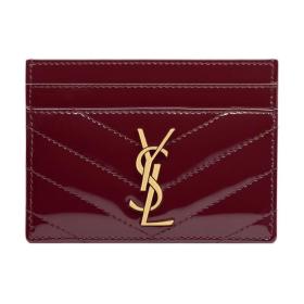SAINT LAURENT Cassandre Calfskin Card Holder Regular Women's Dark Burgundy 423291-0UF07-6413 L10.5cm W0.5cm H7.5cm