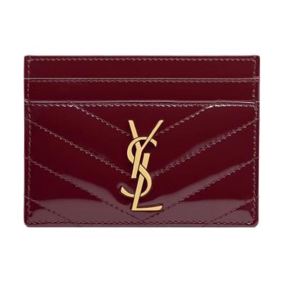 SAINT LAURENT Cassandre Calfskin Card Holder Regular Women's Dark Burgundy 423291-0UF07-6413 L10.5cm W0.5cm H7.5cm