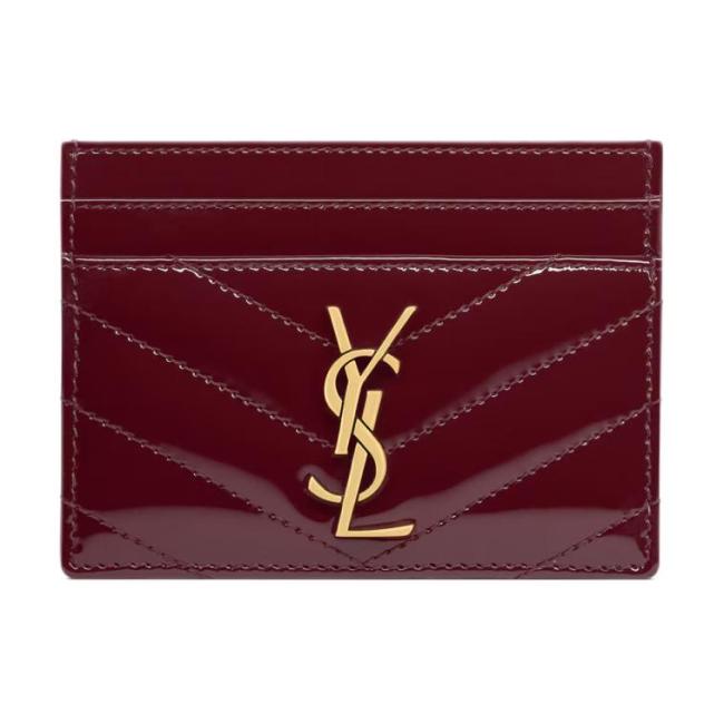 SAINT LAURENT Cassandre Calfskin Card Holder Regular Women's Dark Burgundy 423291-0UF07-6413 L10.5cm W0.5cm H7.5cm