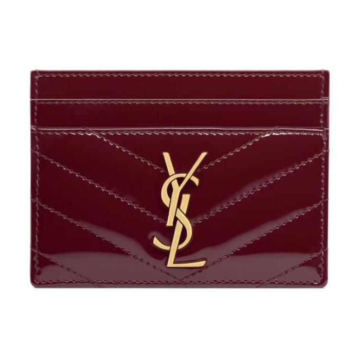 SAINT LAURENT Cassandre Calfskin Card Holder Regular Women's Dark Burgundy 423291-0UF07-6413 L10.5cm W0.5cm H7.5cm
