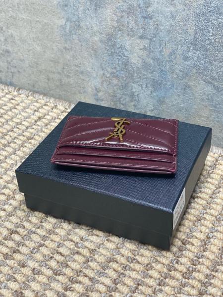 SAINT LAURENT Cassandre Calfskin Card Holder Regular Women's Dark Burgundy 423291-0UF07-6413 L10.5cm W0.5cm H7.5cm