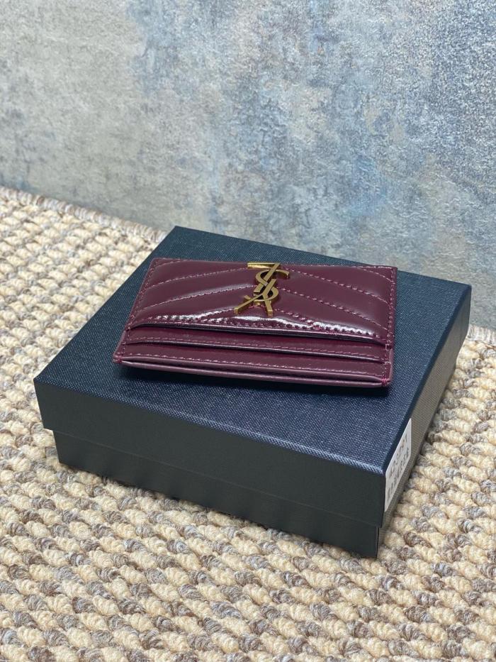 SAINT LAURENT Cassandre Calfskin Card Holder Regular Women's Dark Burgundy 423291-0UF07-6413 L10.5cm W0.5cm H7.5cm