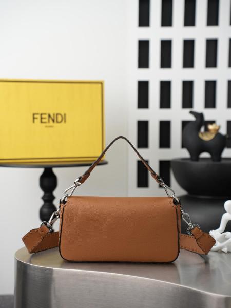 FENDI Baguette Cow Leather Shoulder Bag, Crossbody Bag, Handbag Medium Women's Coffee 8BR600-ARBB-F0EMR L27cm W6cm H15cm