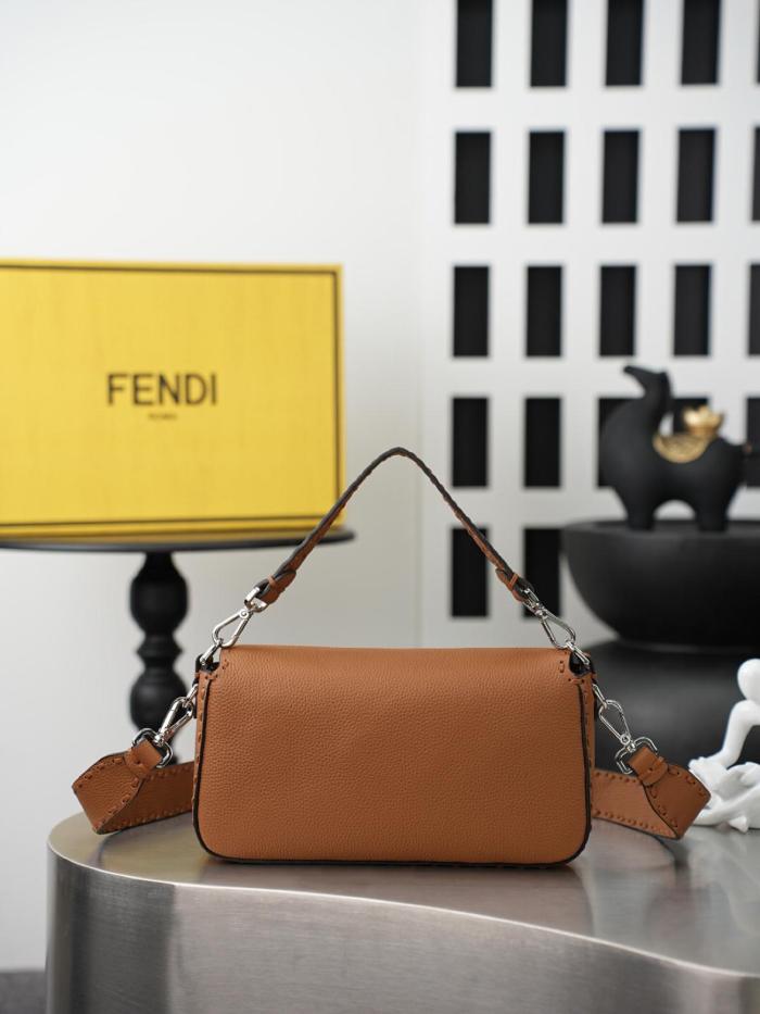 FENDI Baguette Cow Leather Shoulder Bag, Crossbody Bag, Handbag Medium Women's Coffee 8BR600-ARBB-F0EMR L27cm W6cm H15cm
