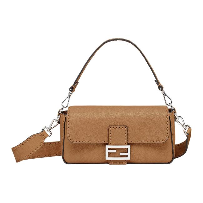 FENDI Baguette Cow Leather Shoulder Bag, Crossbody Bag, Handbag Medium Women's Coffee 8BR600-ARBB-F0EMR L27cm W6cm H15cm