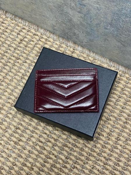 SAINT LAURENT Cassandre Calfskin Card Holder Regular Women's Dark Burgundy 423291-0UF07-6413 L10.5cm W0.5cm H7.5cm