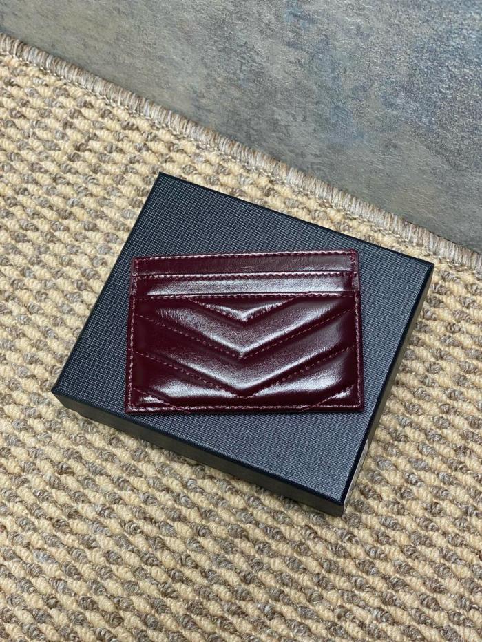 SAINT LAURENT Cassandre Calfskin Card Holder Regular Women's Dark Burgundy 423291-0UF07-6413 L10.5cm W0.5cm H7.5cm