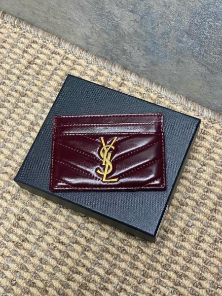 SAINT LAURENT Cassandre Calfskin Card Holder Regular Women's Dark Burgundy 423291-0UF07-6413 L10.5cm W0.5cm H7.5cm