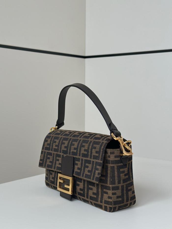 FENDI FFBaguette Detachable Strap Polyester Baguette Bag, One Shoulder Handbag Medium Women's Brown 8BR600-AFPM-F1GL7 L27cm W6cm H15cm