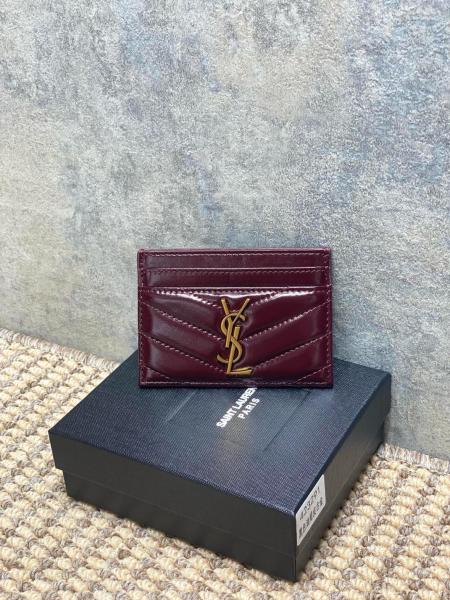 SAINT LAURENT Cassandre Calfskin Card Holder Regular Women's Dark Burgundy 423291-0UF07-6413 L10.5cm W0.5cm H7.5cm