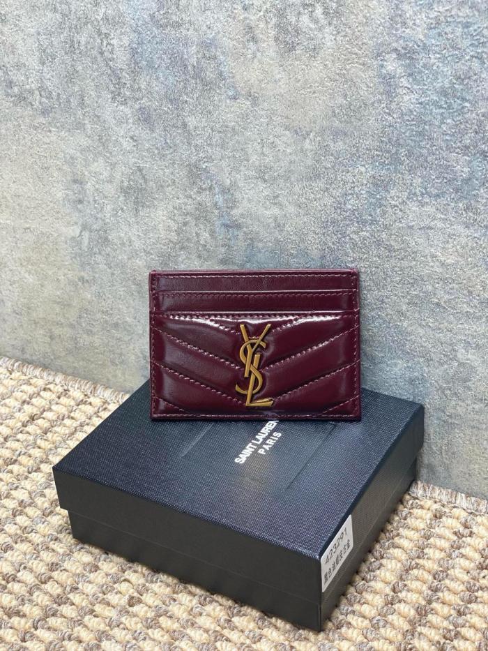 SAINT LAURENT Cassandre Calfskin Card Holder Regular Women's Dark Burgundy 423291-0UF07-6413 L10.5cm W0.5cm H7.5cm