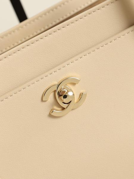CHANEL Calfskin & Gold Metal Tote Bag, Shoulder Bag Small Women's Beige AS6243-B24023-U8372 L39.1*W13*H20cm