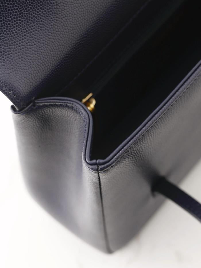 CHANEL Grain Embossed Calfskin Leather & Gold Metal Flap Bag Shoulder Bag Small Women's Dark Blue AS6130-B23483-U2366 L22*W7*H15 cm