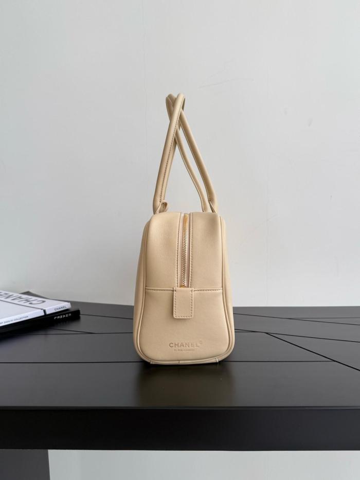 CHANEL Large Bowling Bag Calfskin & Gold Metal Shoulder Bags Large Women's Beige AS6211-B23874-U8372 L35.6*W12.5*H19cm